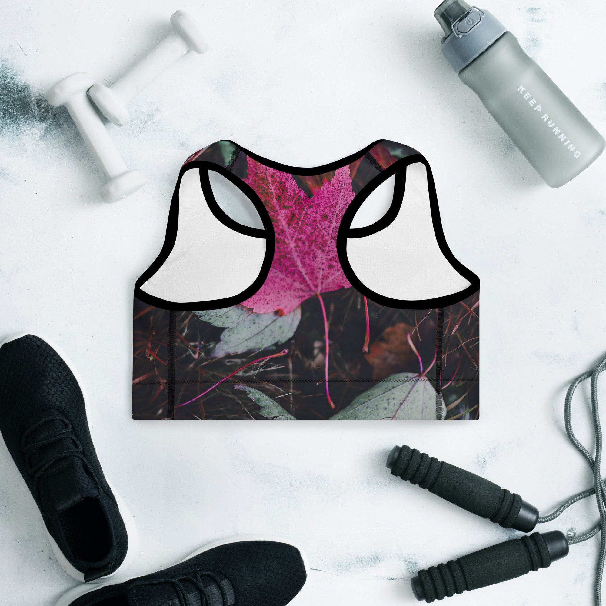 Sports Bra- Fall Design. Activewear Bra. Yoga or Gym Top. "PurpleAutumn" by WickedYo.